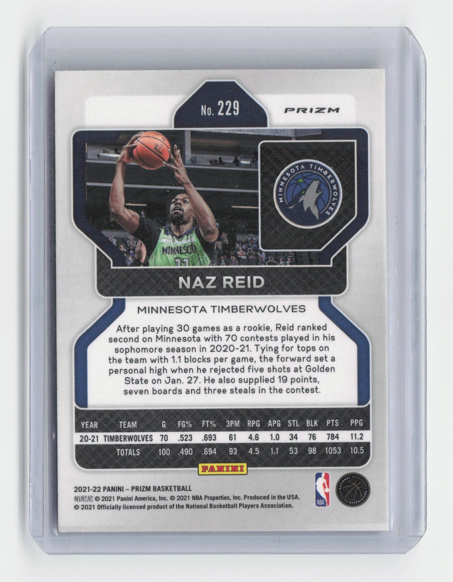 2021-22 - NAZ REID - Red White & Blue - Prizm - Timberwolves #229