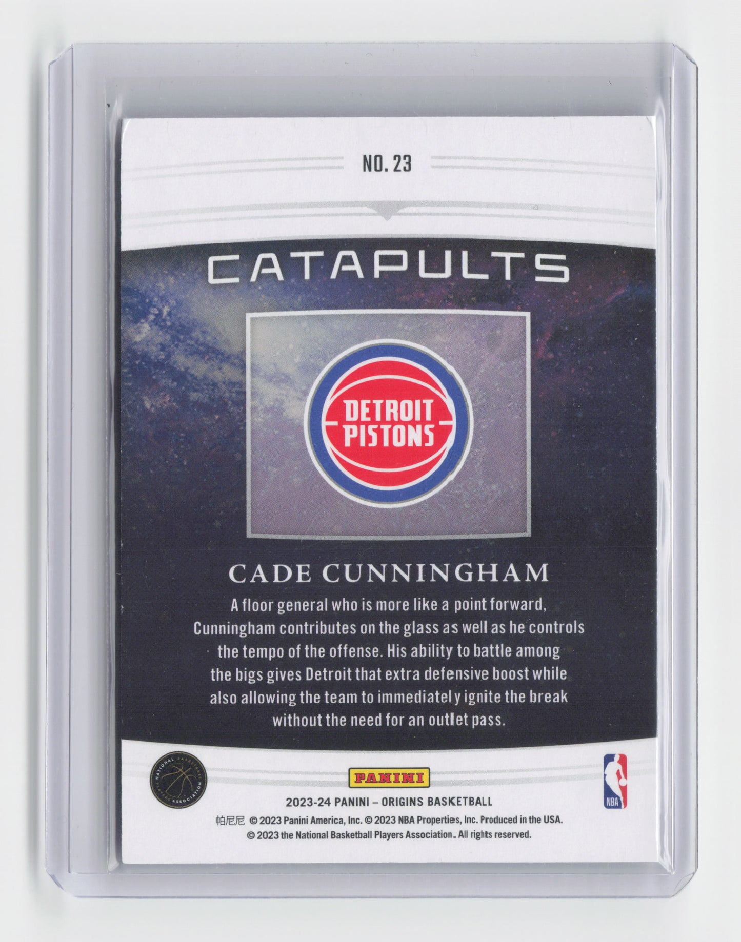 2022-23 - CADE CUNNINGHAM - Catapults Insert - Origins - Pistons #23