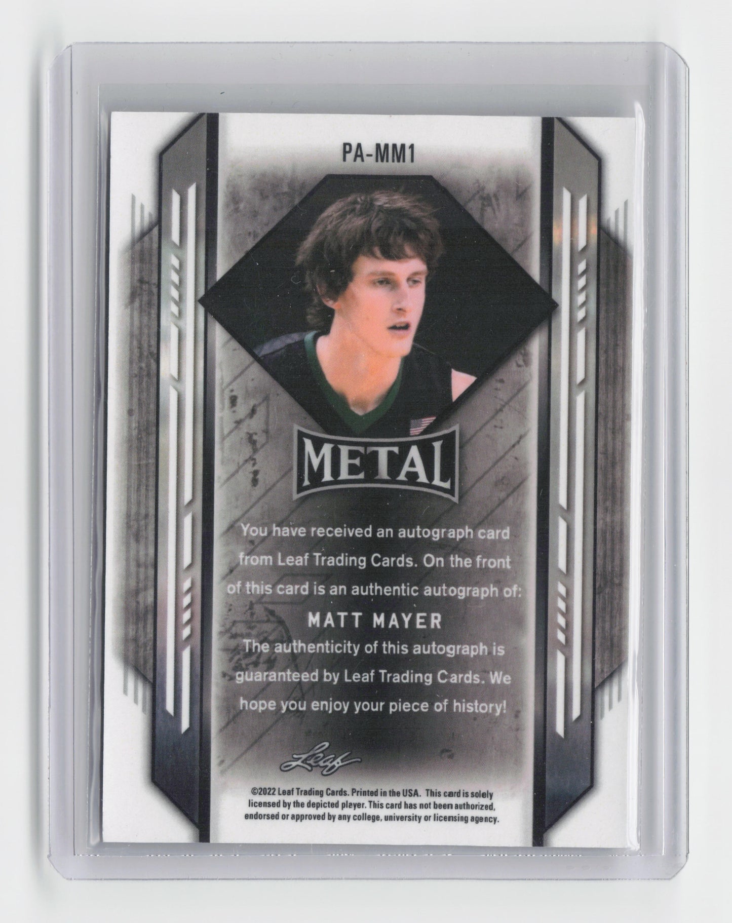 2022 - Matt Mayer - Cracked Ice Autograph - Leaf Metal - Illinois