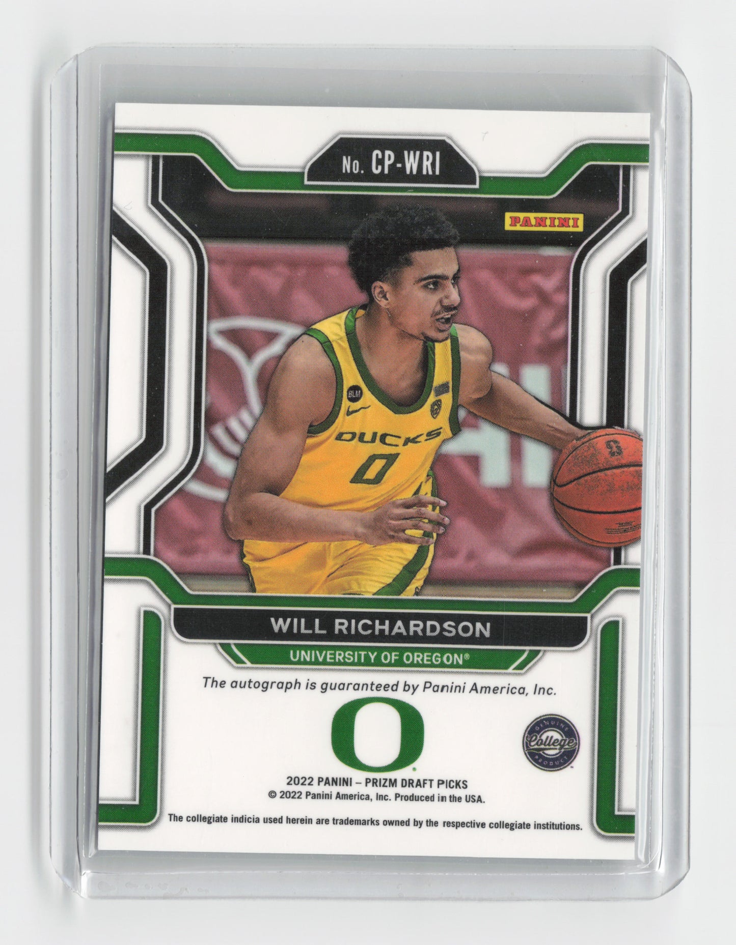 2022 - WILL RICHARDSON - Penmanship - Prizm Draft Picks - Uni Of Oregon