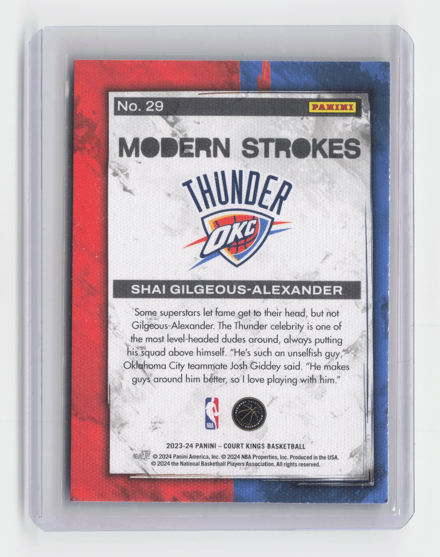 2023-24 SHAI GILGEOUS-ALEXANDER Modern Strokes Court Kings - OKC #29