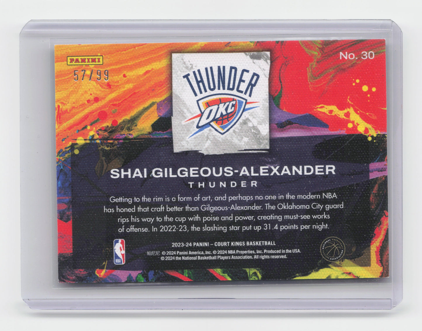 2023-24 SHAI GILGEOUS-ALEXANDER Sapphire Artistry In Motion 57/99 OKC #30