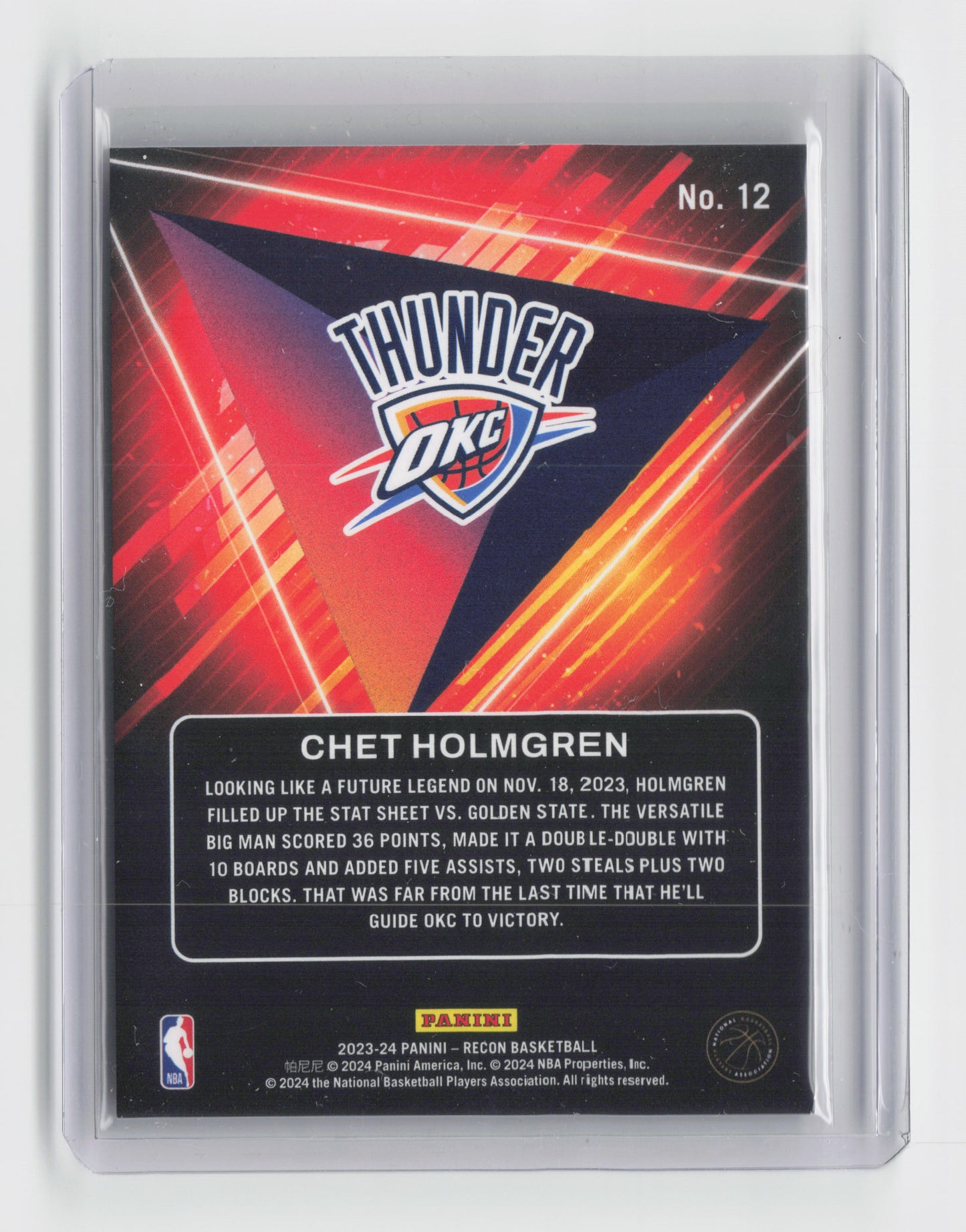 2023-24 - CHET HOLMGREN - Future Legends Insert - Recon - OKC #12