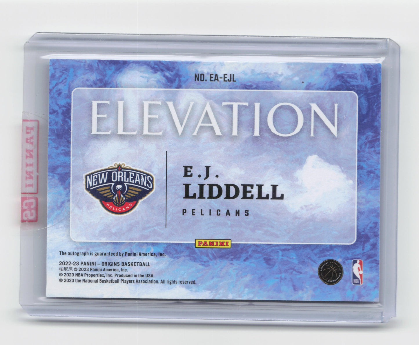 2022-23 - E.J LIDDELL Redemption Elevation Signatures on card Origins Pelicans