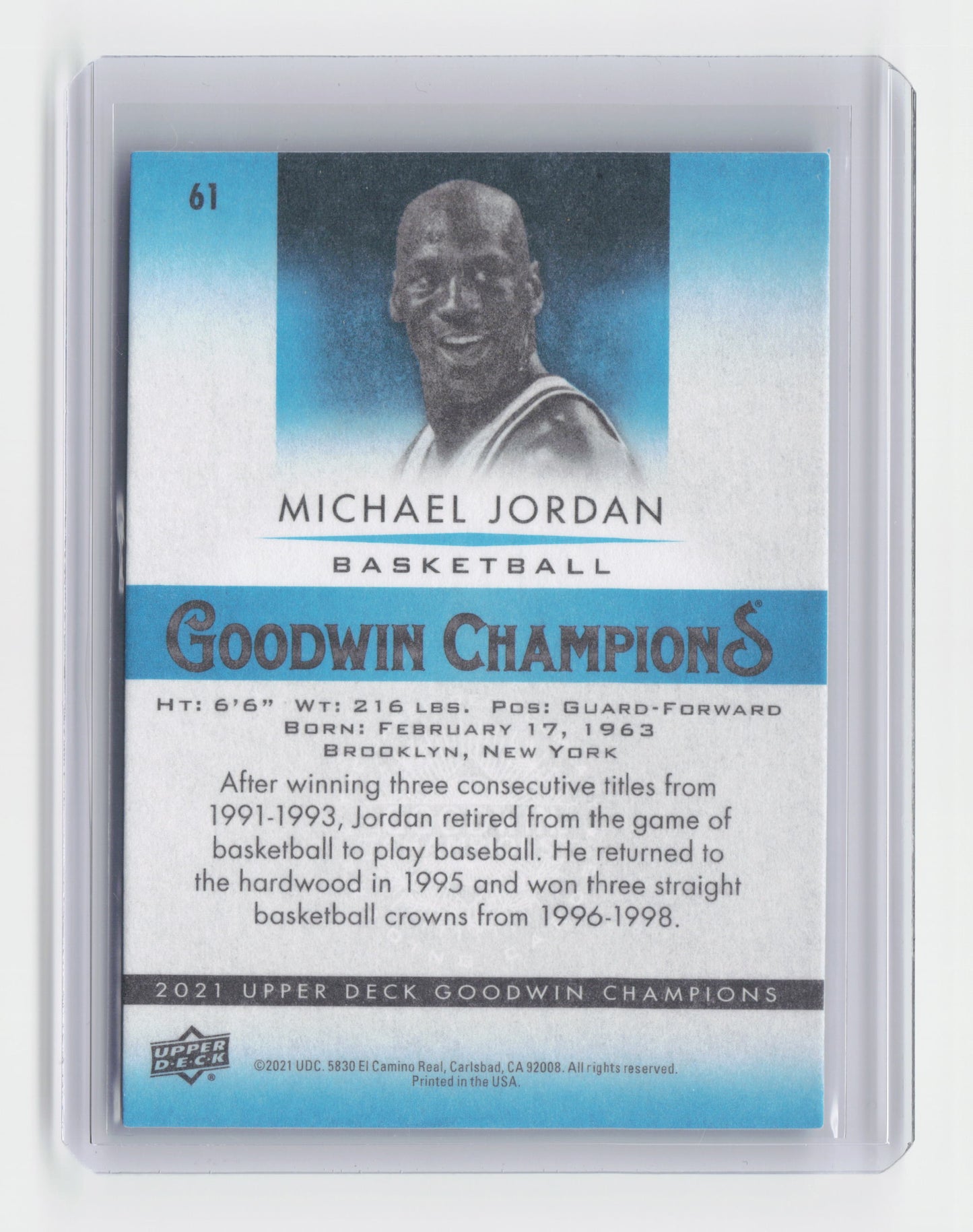 2021 - MICHAEL JORDAN Goodwin Champions Upper Deck #61
