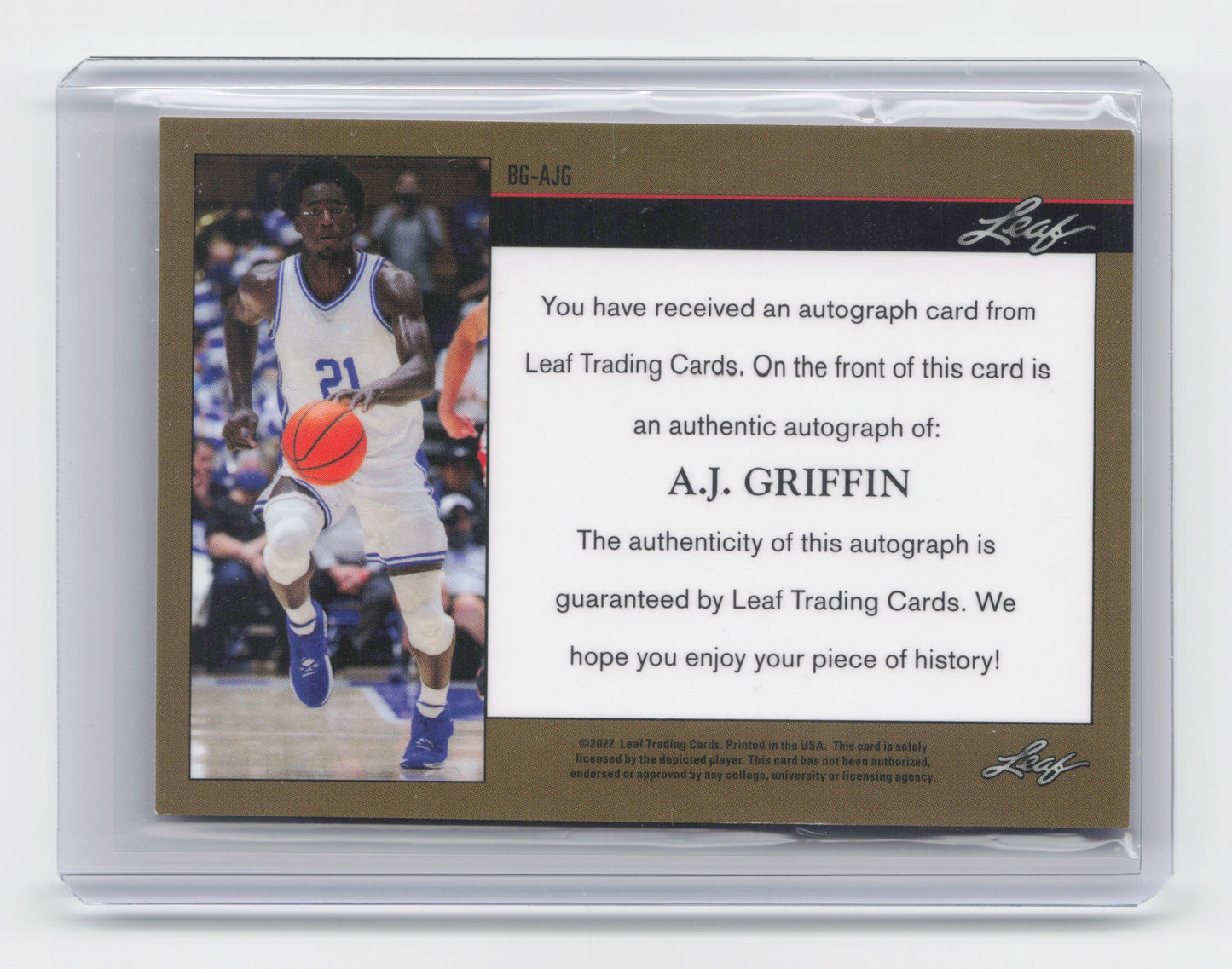 2022 - A.J Griffin Autograph 40/99 Leaf