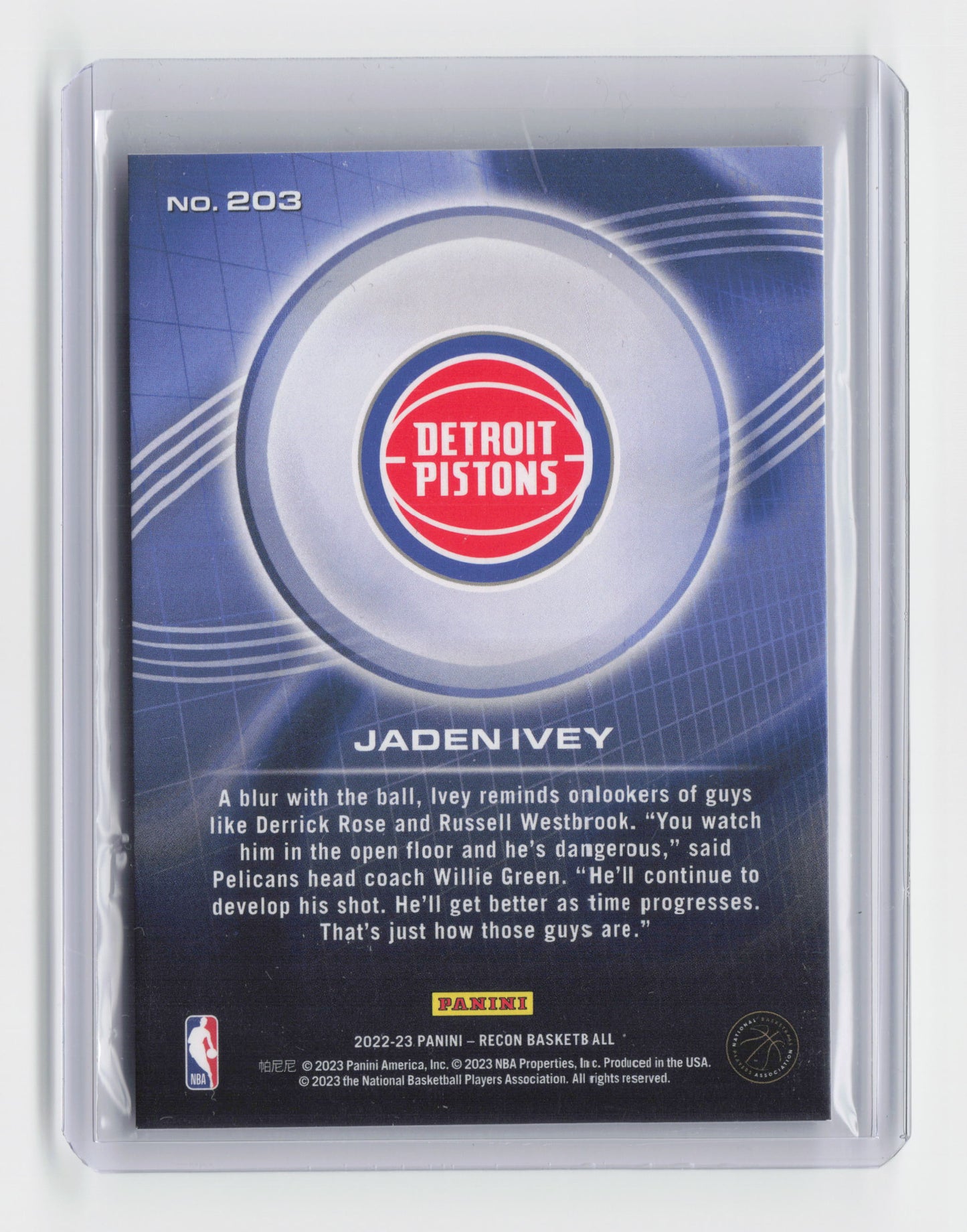 2022-23 - JADEN IVEY Rookie 7/99 Recon Pistons #203