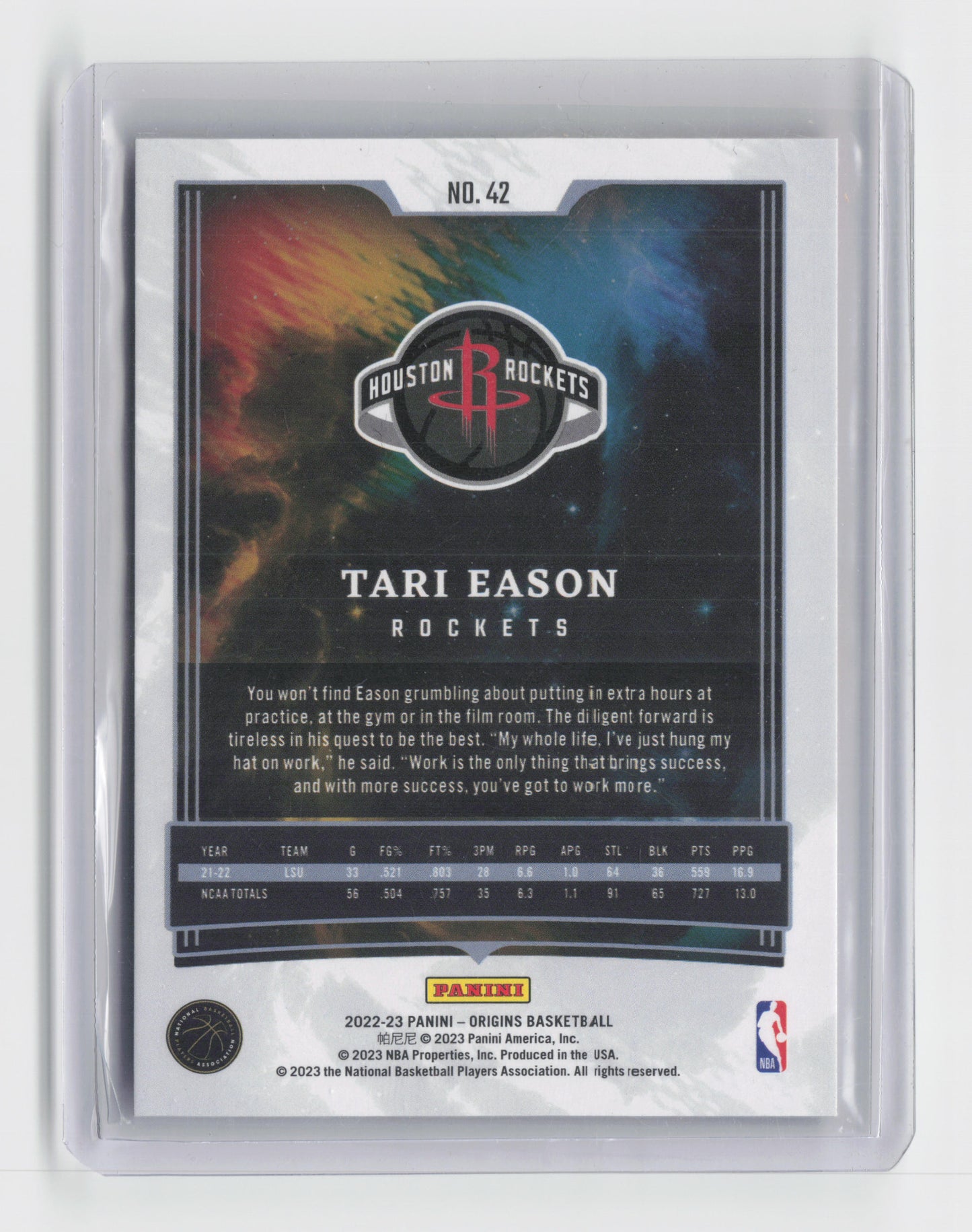 2022-23 - TARI EASON Rookie Base Origins Rockets #42