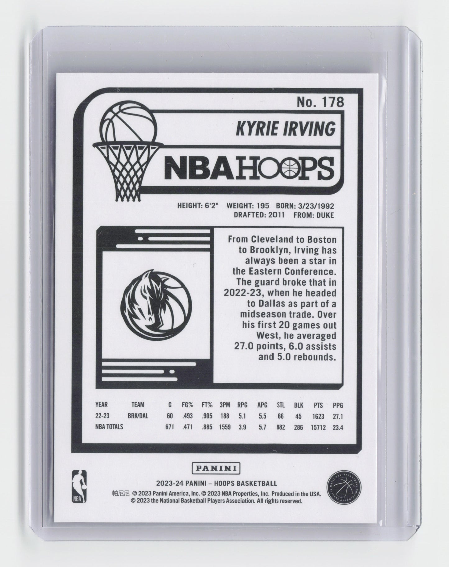 2023-24 - KYRIE IRVING Red 93/99 Hoops Mavericks #178