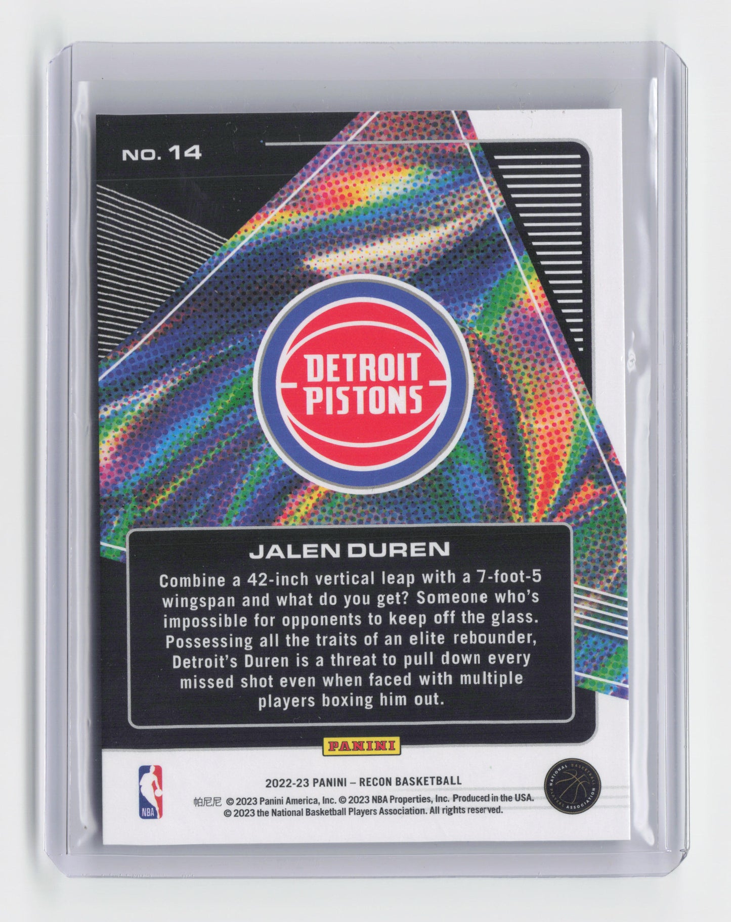 2022-23 JALEN DUREN Future Legends Recon Pistons #14
