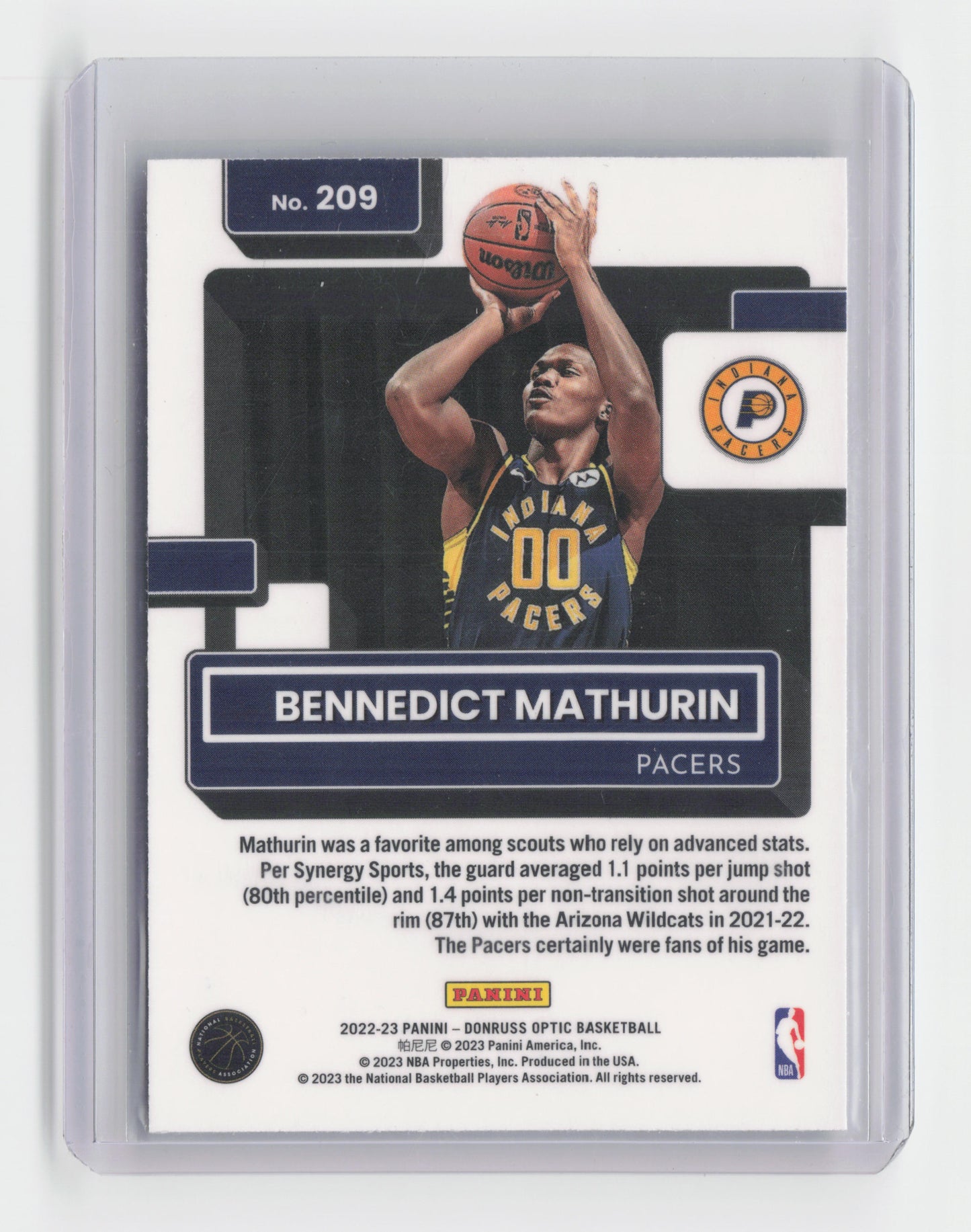 2022-23 BENNEDICT MATHURIN Rated Rookie Optic Pacers #209