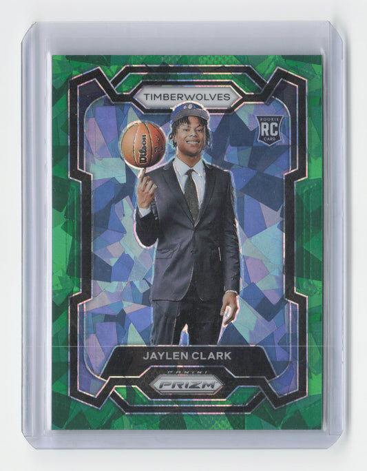 2023-24 JAYLEN CLARK Green Cracked Ice Rookie Prizm Twolves #166