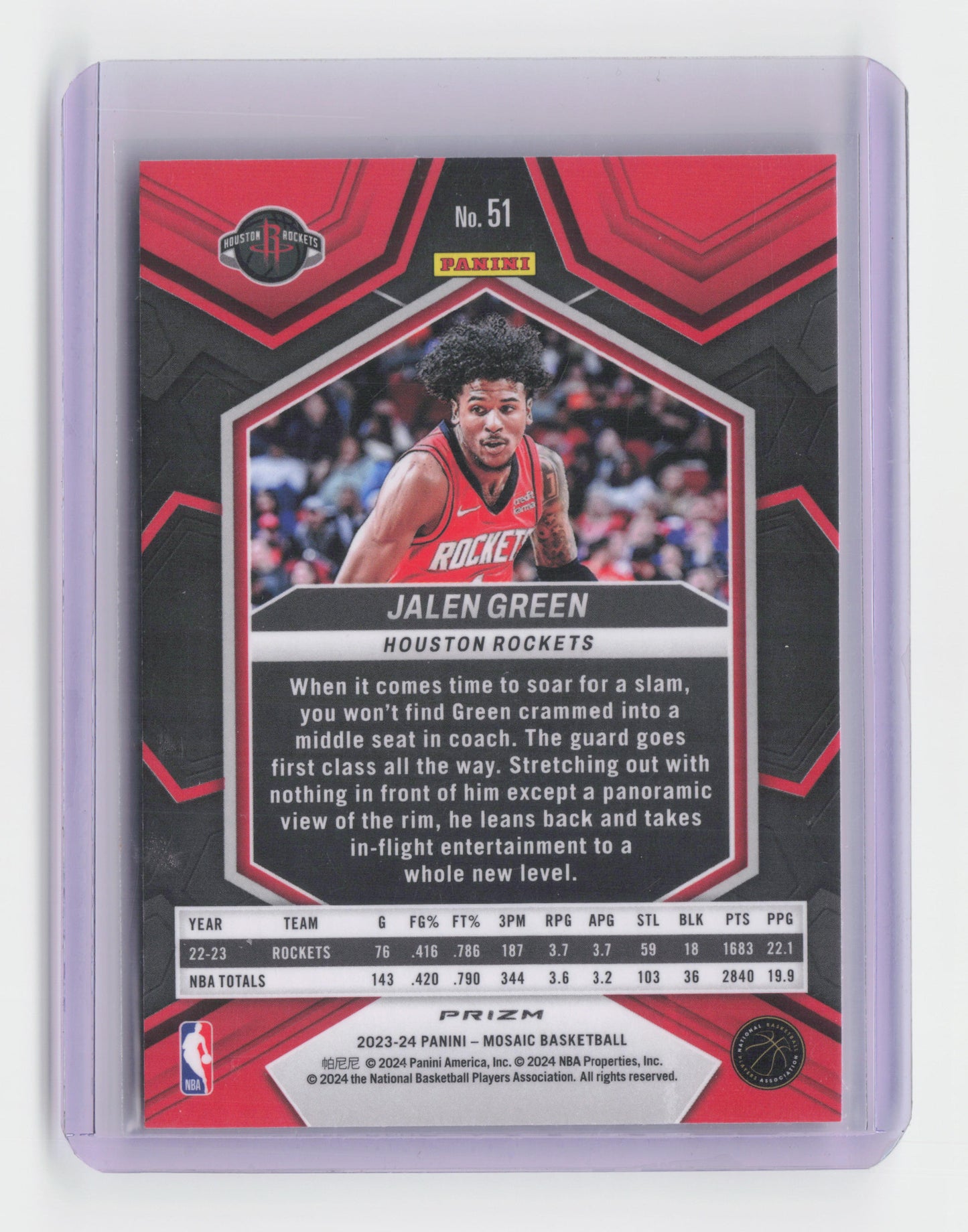 2023-24 JALEN GREEN Red Mosaic Mosaic Rockets #51