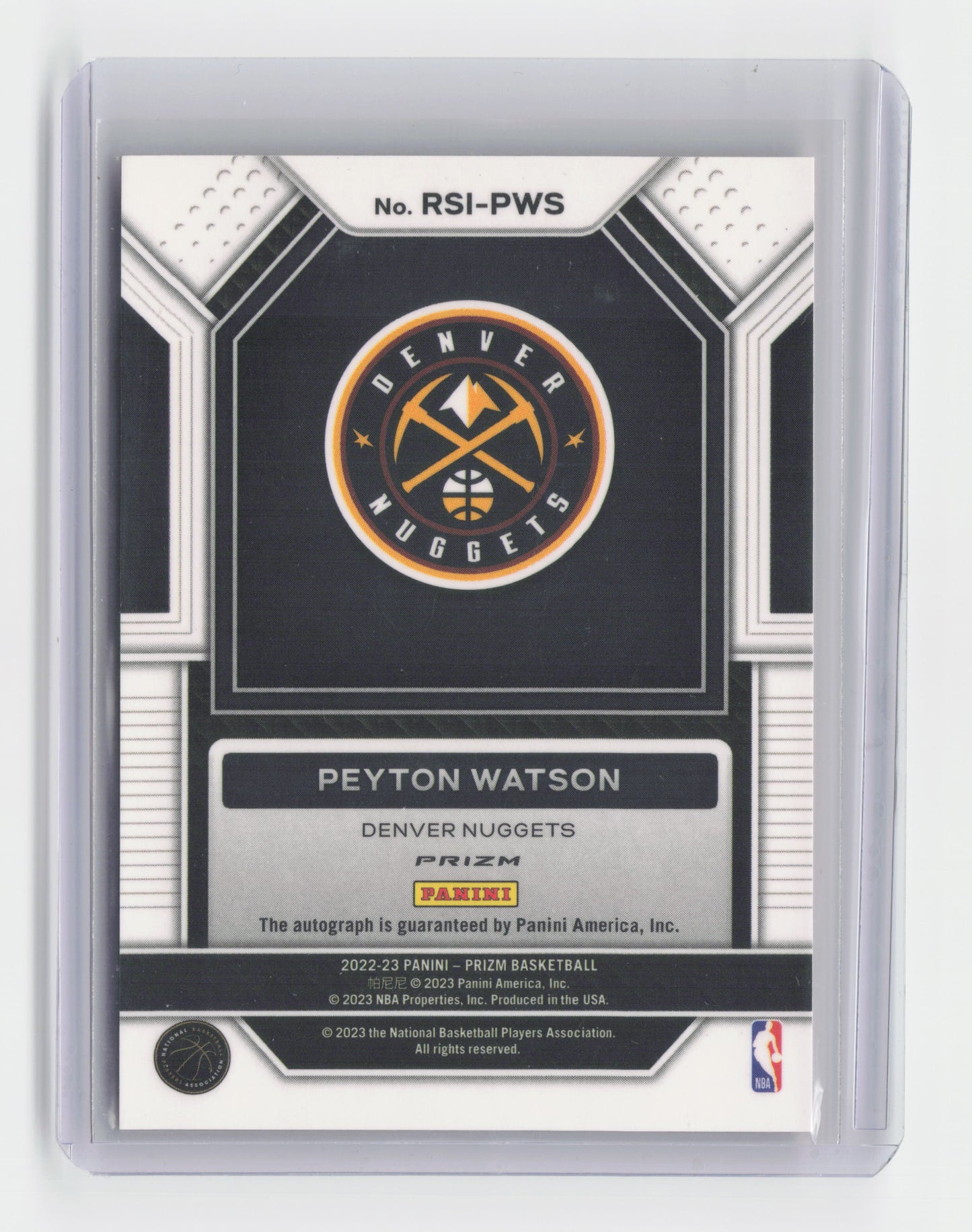 2022-23 - PEYTON WATSON - Rookie Signatures - Prizm International - Nuggets