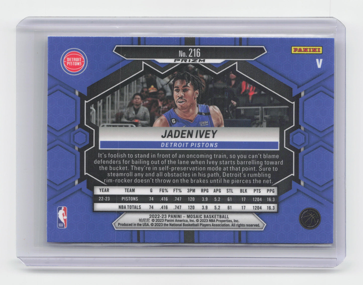 2022-23 - JADEN IVEY Fast Break Rookie Variation Mosaic Pistons #216