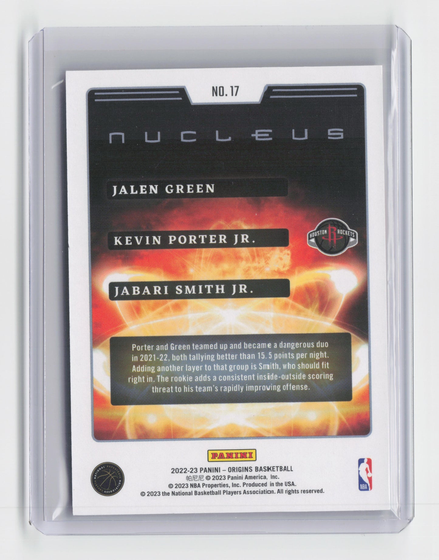 2022-23 - Rockets Nucleus Pink 01/99 Origins Rockets #17