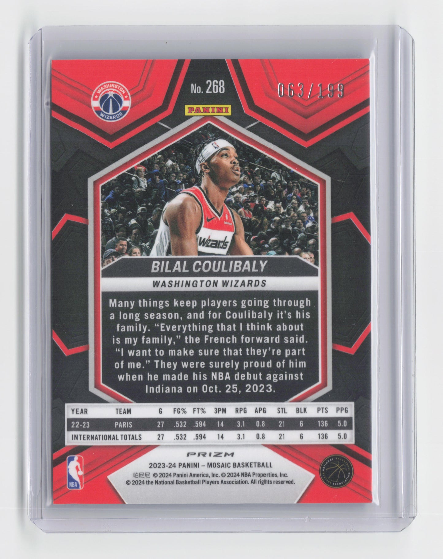 2023-24 - BILAL COULIBALY - Rookie Blue Mosaic 63/199 - Mosaic - Wizards #268