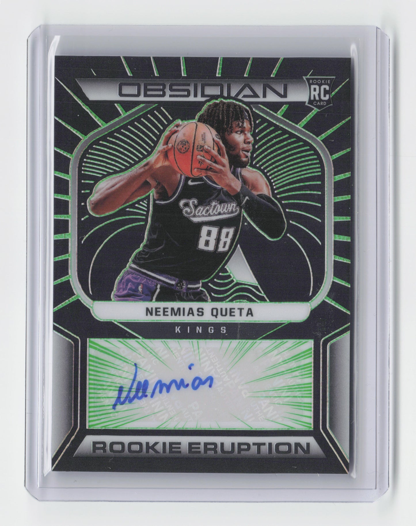 2021-22 NEEMIAS QUETA Green 04/25 Rookie Eruption Auto Obsidian #RES-NQT