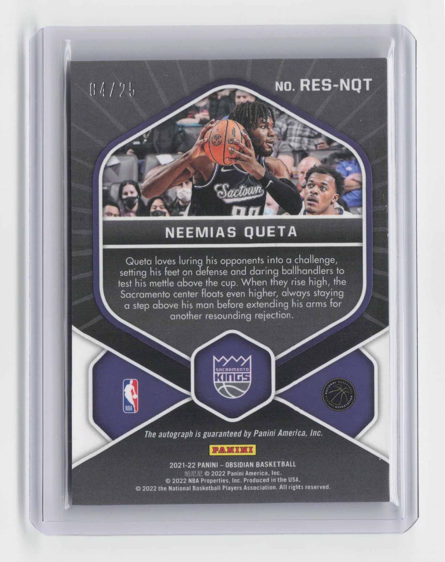 2021-22 NEEMIAS QUETA Green 04/25 Rookie Eruption Auto Obsidian #RES-NQT