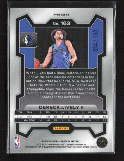 2023-24 DERECK LIVELY II Fast Break Blue 34/150 Prizm Mavericks