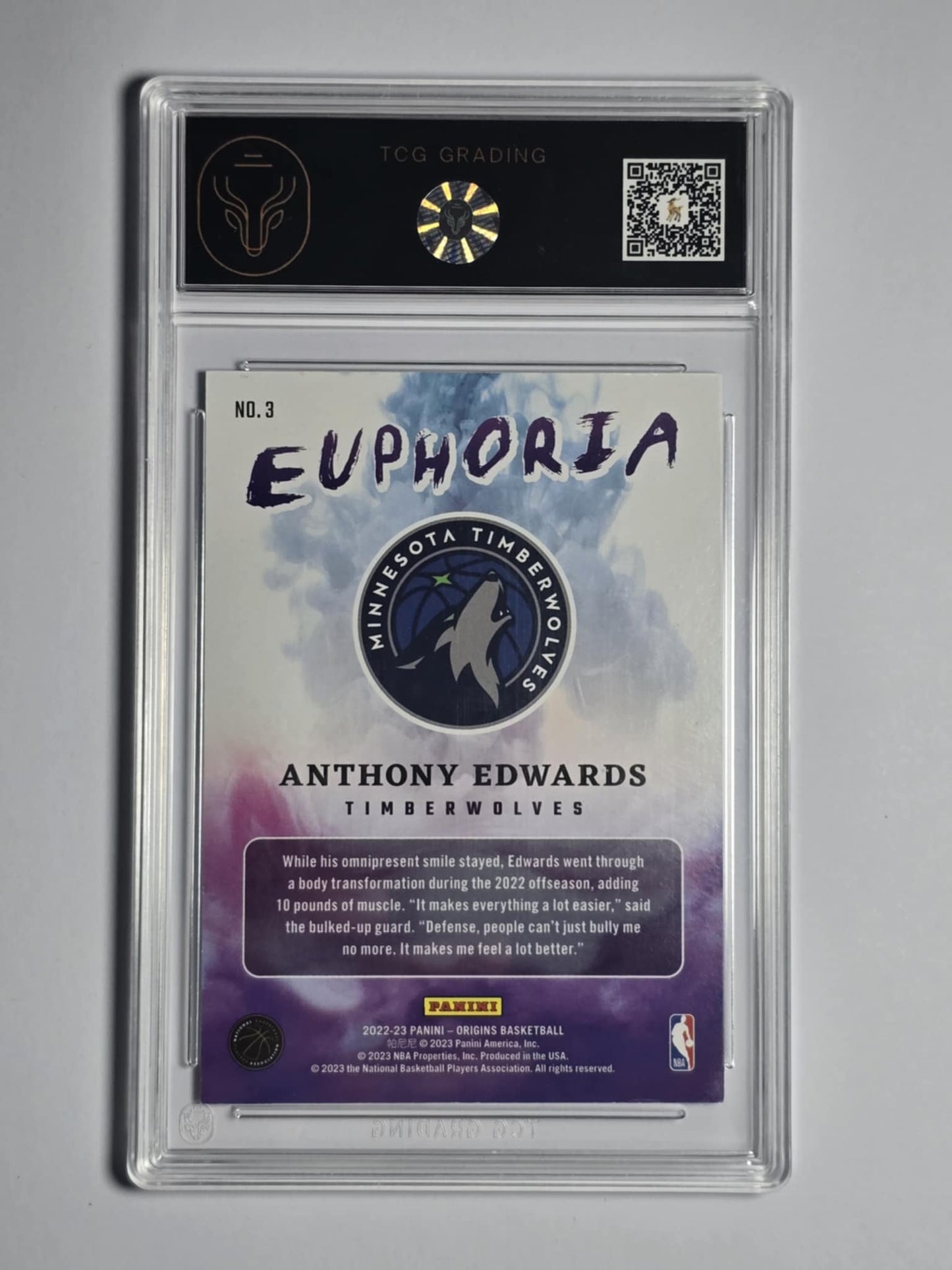 2022-23 ANTHONY EDWARDS Euphoria 12/25 TCG 8.5 Origins Twolves