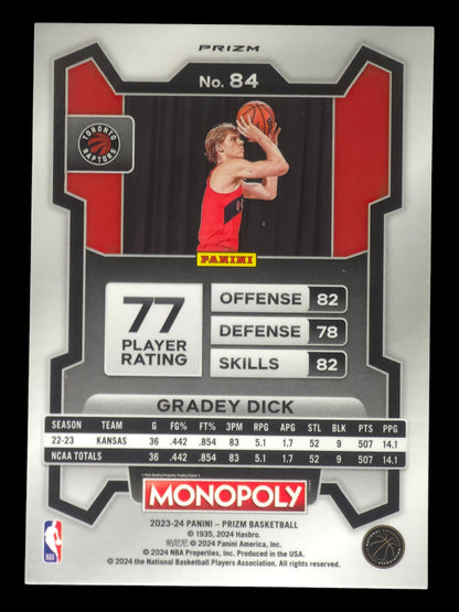 2023-24 GRADEY DICK Free Parking Rookie Prizm Monopoly #84