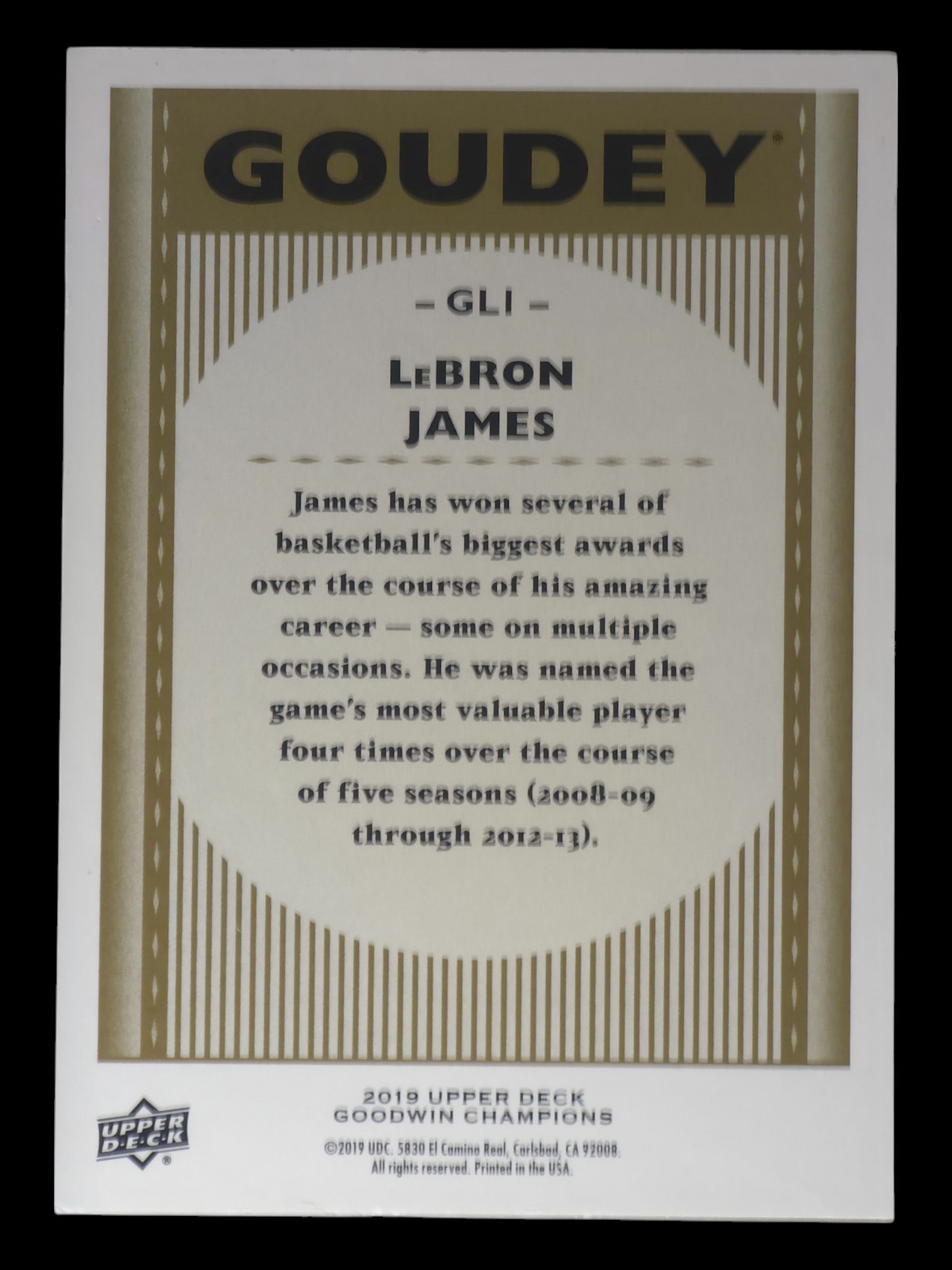 2019 LEBRON JAMES Goudy Lenticular Upper Deck Goodwin Champions