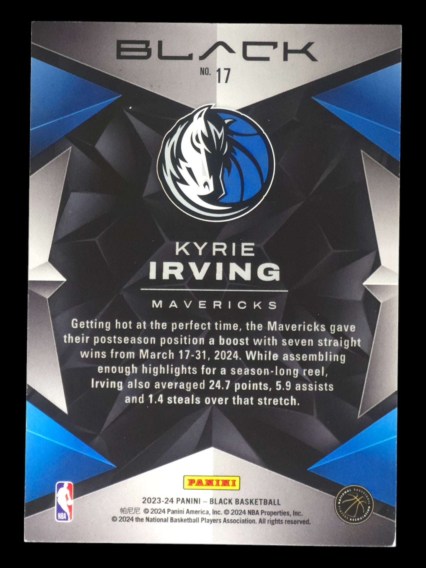 2023-24 KYRIE IRVING Black 14/25 Mavericks #17