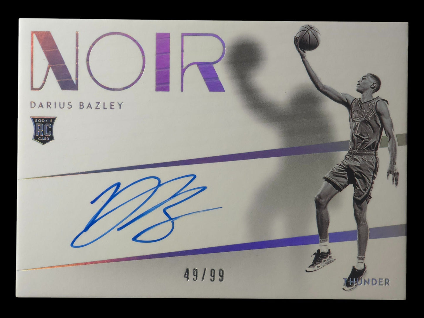 2019-20 DARIUS BAZLEY Rookie On Card Auto 49/99 Noir OKC SHS-DBA