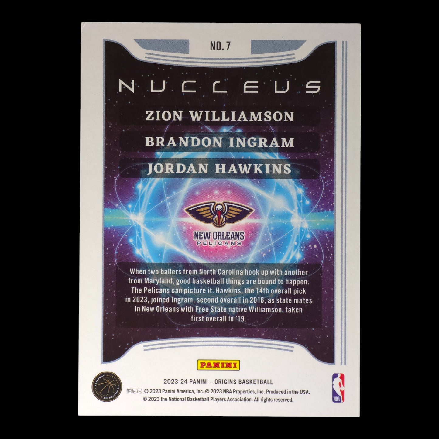 2023-24 WILLIAMSON / INGRAM / HAWKINS Nucleus Origins Pelicans #7