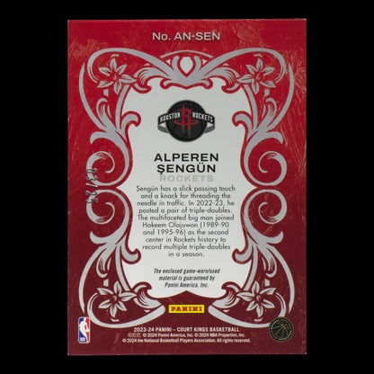 2023-24 ALPEREN SENGUN Art Nouveau Game Worn Court Kings 3/25 AN-SEN