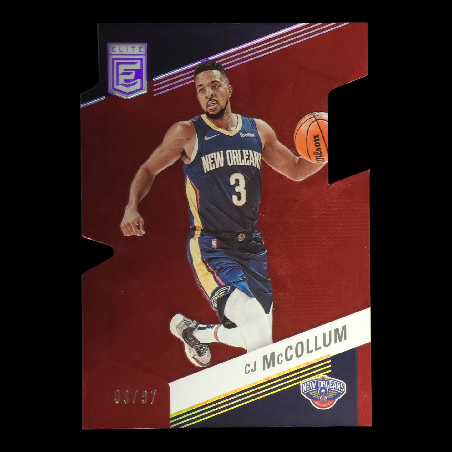 2022-23 CJ McCOLLUM Red Die Cut 3/97 Elite Pelicans #180