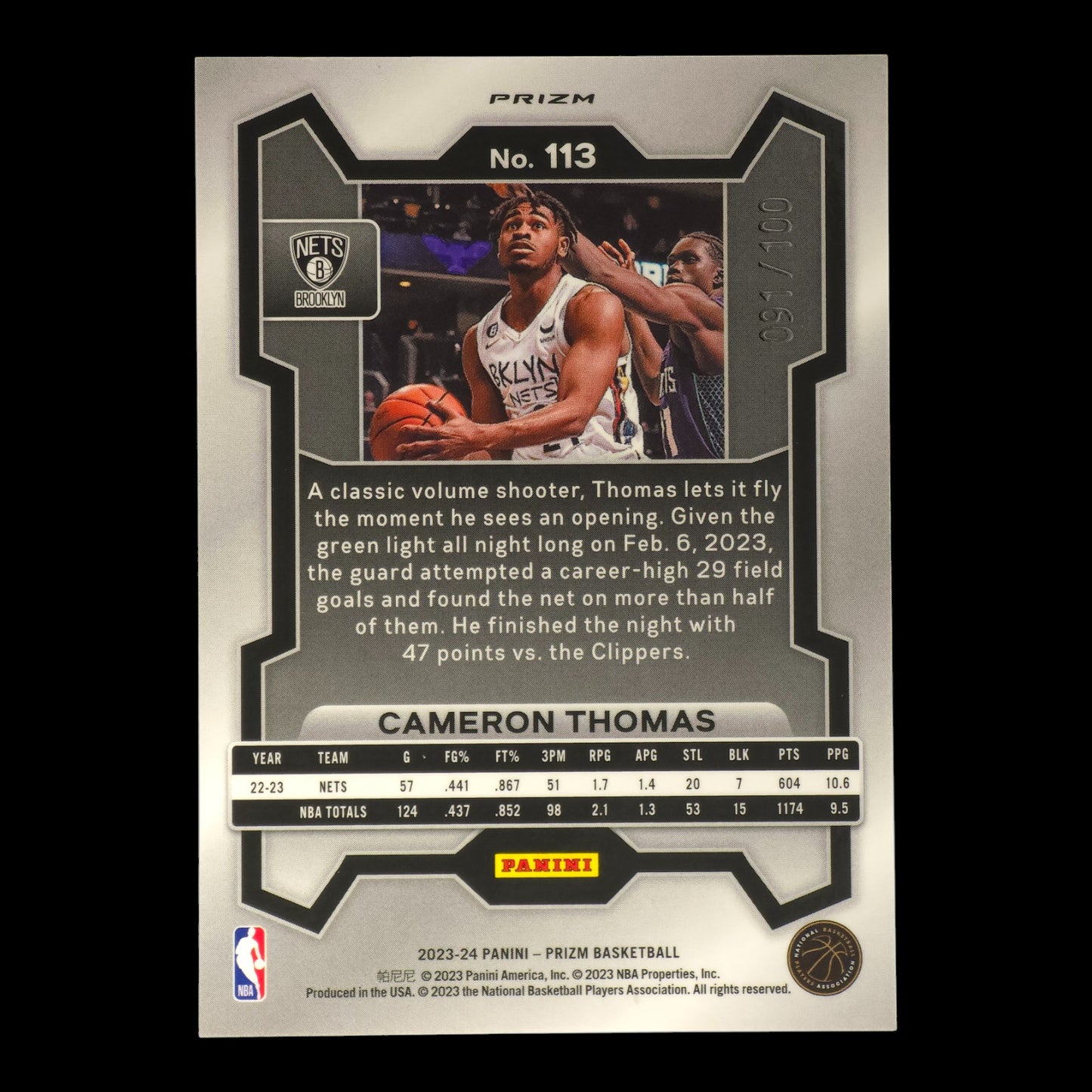 2023-24 CAMERON THOMAS Red Disco 91/100 Prizm Fast Break #113