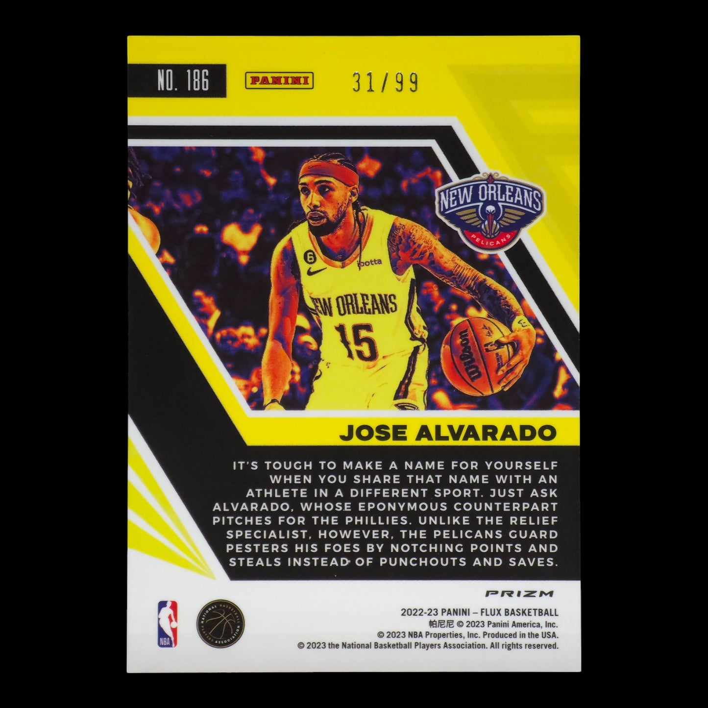 2022-23 JOSE ALVARADO Blue 31/99 Flux Pelicans #186