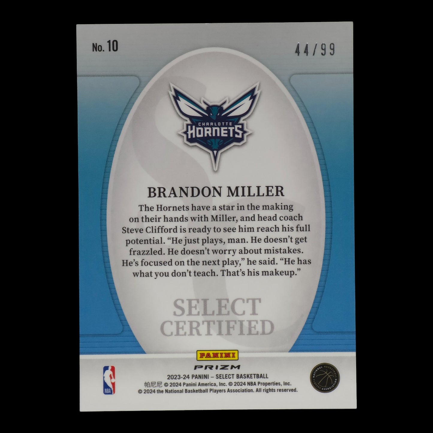2023-24 BRANDON MILLER Select Certified Pink Cracked Ice 44/99 #10