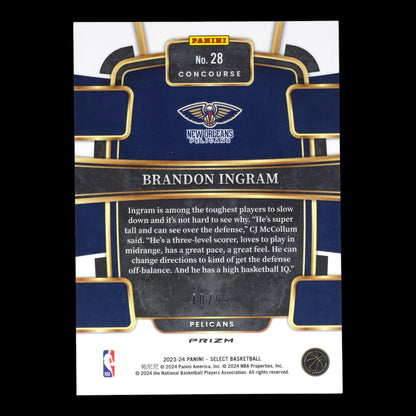 2023-24 BRANDON INGRAM Pink Cracked Ice 40/99 Select Pelicans #28
