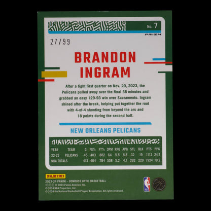 2023-24 BRANDON INGRAM Purple Disco 27/99 Optic Pelican #7