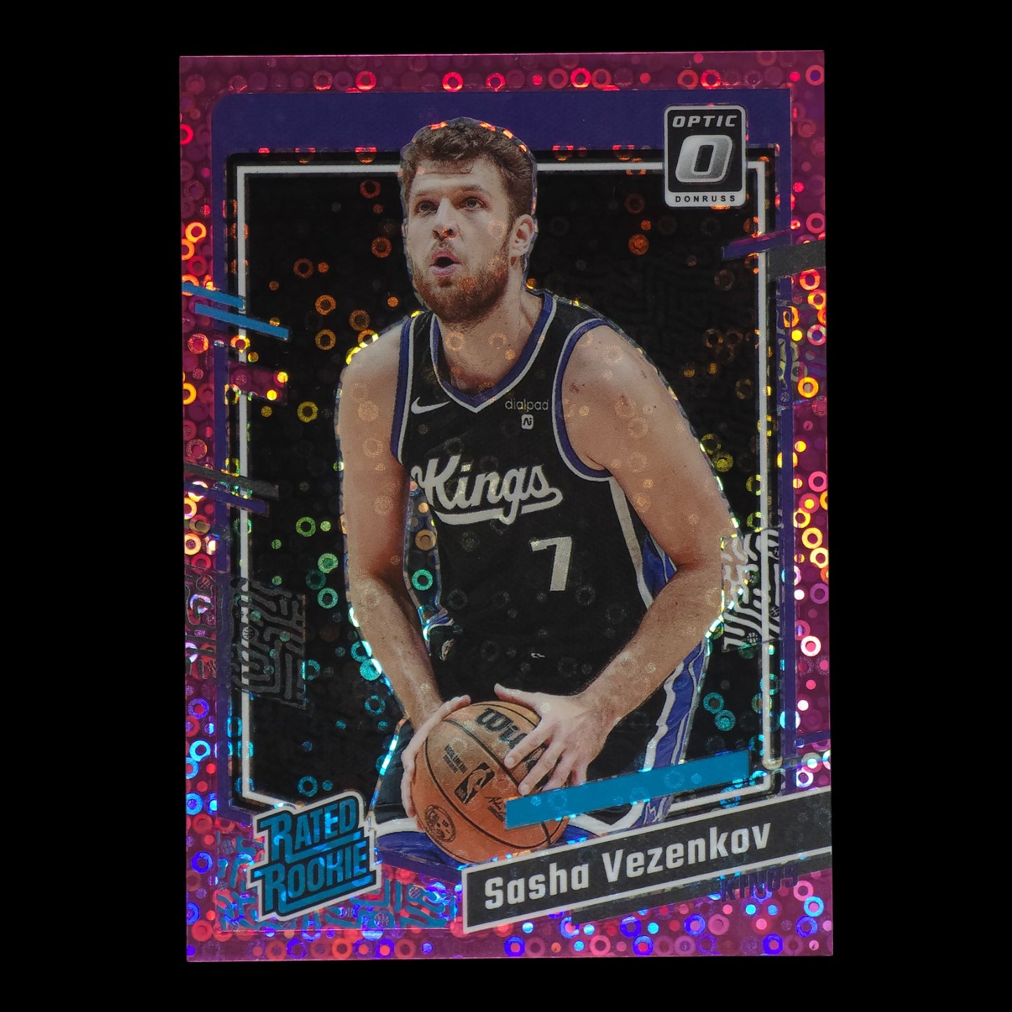 2023-24 SASHA VEZENKOV Rated Rookie Pink Disco 21/25 SP Optic Kings #244