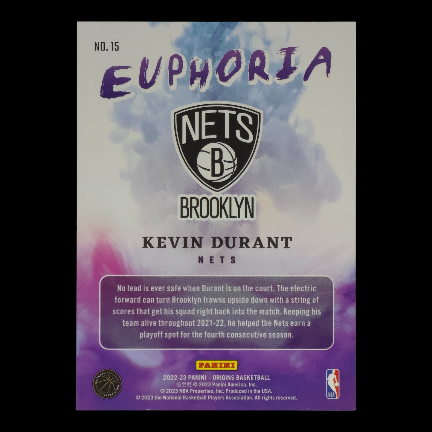 2022-23 KEVIN DURANT Euphoria Origins Nets #15