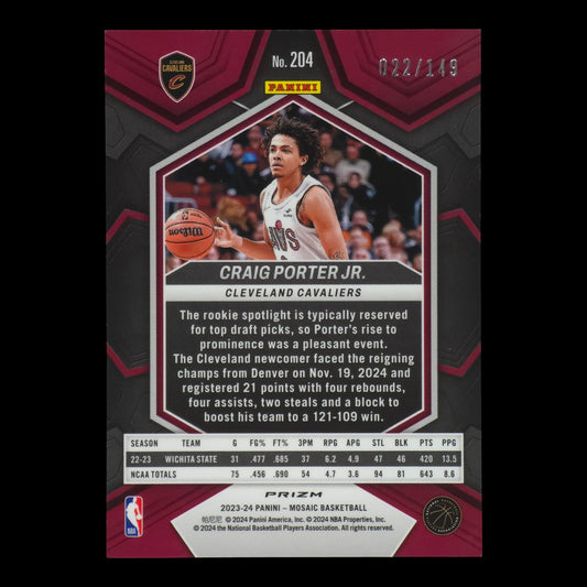 2023-24 CRAIG PORTER JR. Rookie Pink 22/149 Mosaic #204