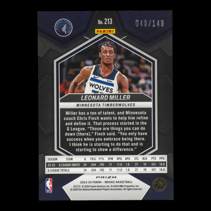 2023-24 LEONARD MILLER Rookie Pink 49/149 Mosaic #213