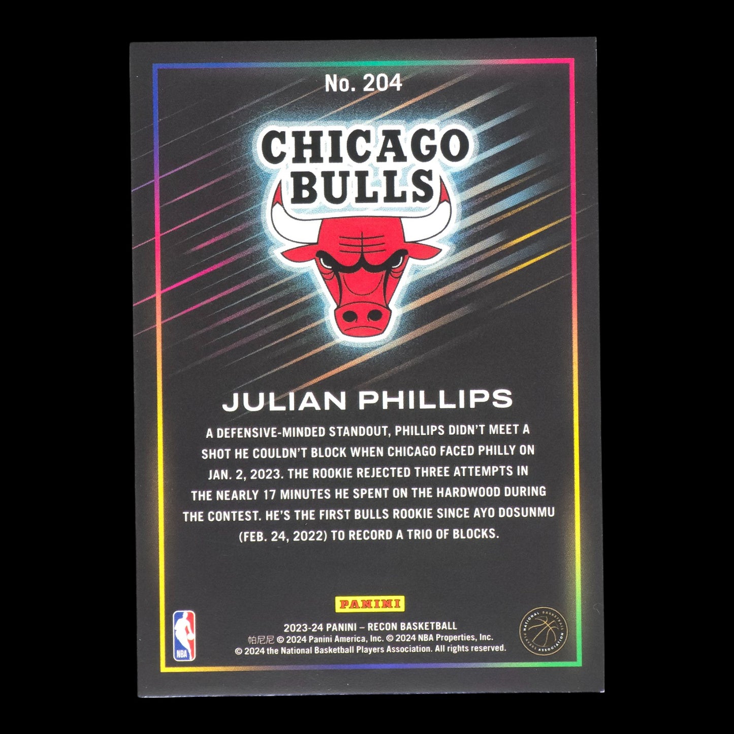 2023-24 JULIAN PHILLIPS Rookie Bronze 5/299 Recon #204