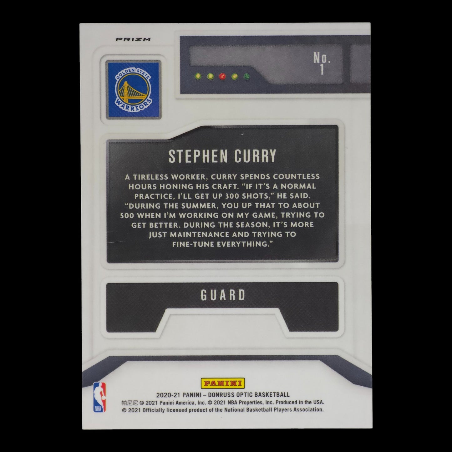 2020-21 STEPHAN CURRY T-Minus 3,2,1 Purple Optic Warriors #1