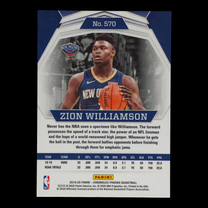 2019-20 ZION WILLIAMSON Rookie Phoenix Pelicans #570