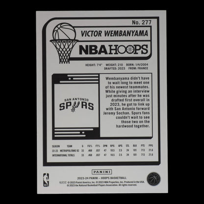 2023-24 VICTOR WEMBANYAMA Rookie Hoops Spurs #277-1