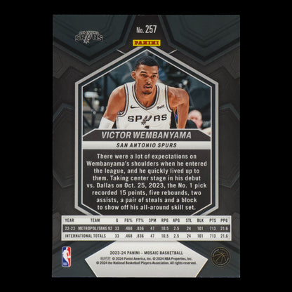 2023-24 VICTOR WEMBANYAMA Rookie NBA Debut Spurs #257