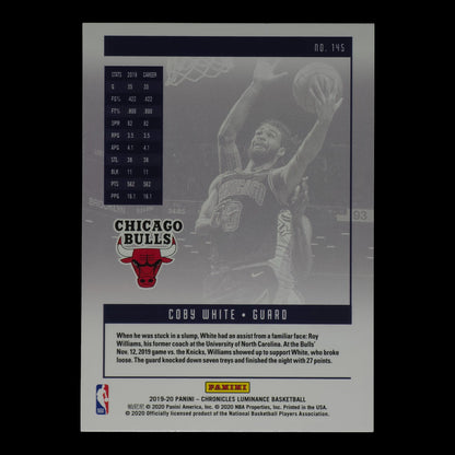 2019-20 COBY WHITE Rookie Luminance Chronicles Bulls #145