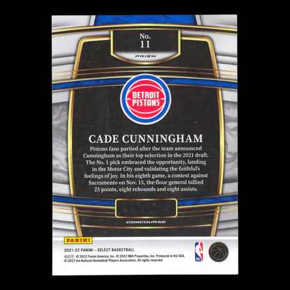 2021-22 CADE CUNNINGHAM Concourse Blue Shimmer Prizm Rookie Select #11