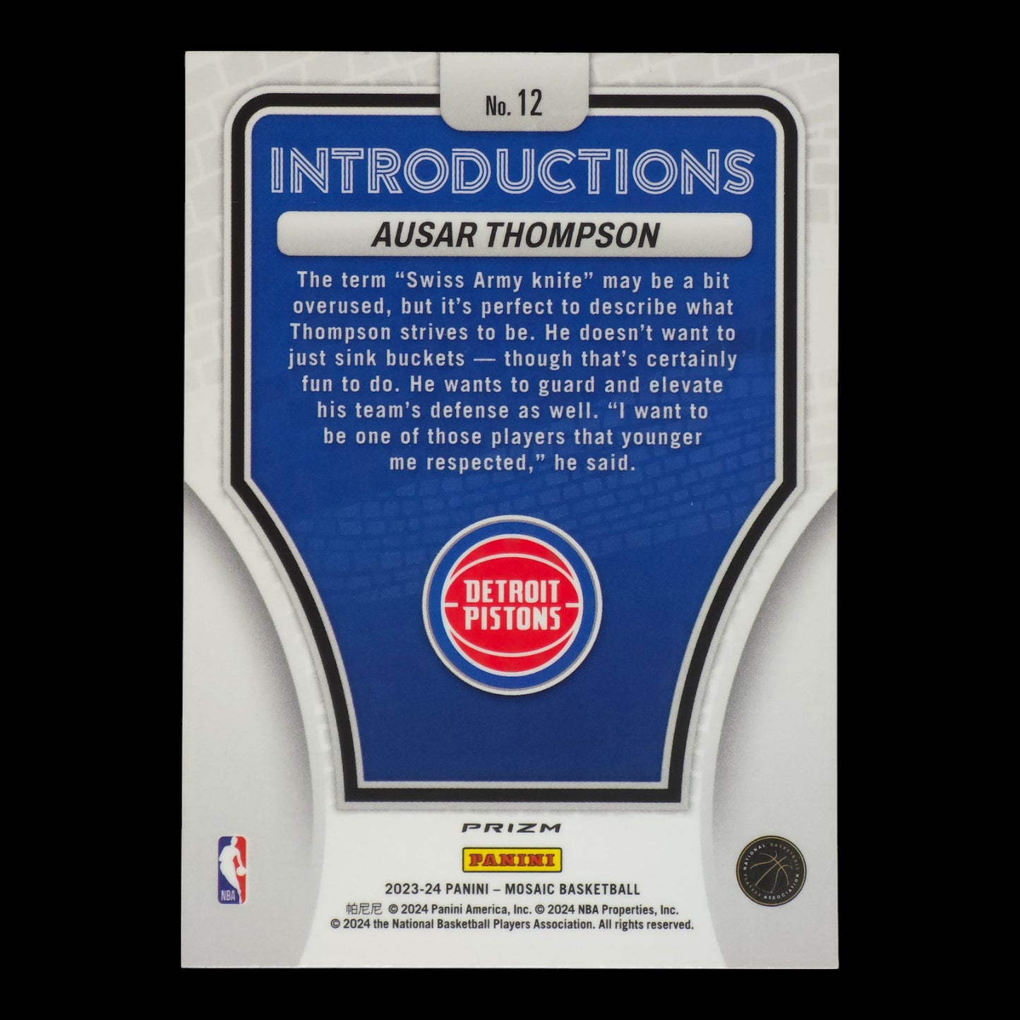2023-24 AUSAR THOMPSON Introductions Rookie Silver Mosaic #12
