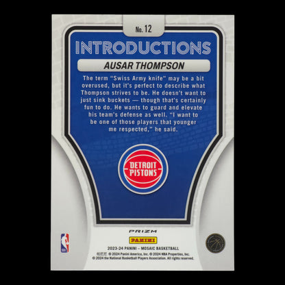 2023-24 AUSAR THOMPSON Introductions Rookie Silver Mosaic #12